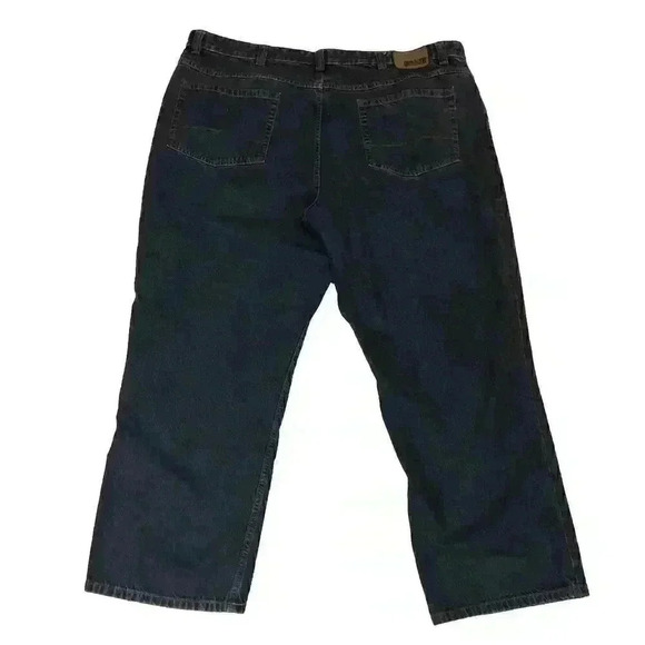 Duluth Trading Mens 46x30 Blue Jeans Dark Wash Bootcut Cotton - Picture 1 of 4